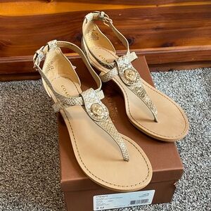 Coach Ingrid Natural Snakeskin Beige Sandals Size 8